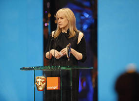 A second BAFTA for The Curious Case of Benjamin Button - this time for Make Up & Hair - is collected by Jean Black and Colleen Callaghan (BAFTA / Marc Hoberman).