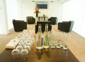 Comfortable black chairs for an informal meeting