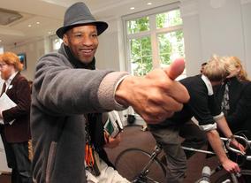 Demonstrating how to keep greener at the Greening the Screen live discussion. (Photography: J. Simmonds)