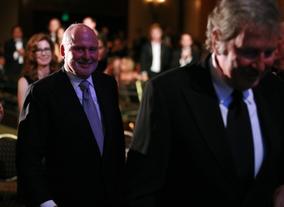 New Line Cinema’s Bob Shaye & Michael Lynne, recipients of the Cunard Britannia Award for Lifetime Contributions to International Film.