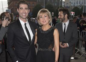 Matt Johnson & Sian Lloyd on the red carpet with Michael Sheen close behind