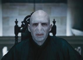 Ralph Fiennes plays the  terrifying Lord Voldemort in the first part of the last book in the series which was split into two films.