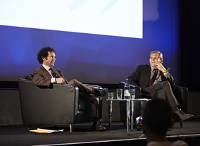 Kaufman was interviewed by journalist David Cox (Picture: BAFTA / J. Birch)