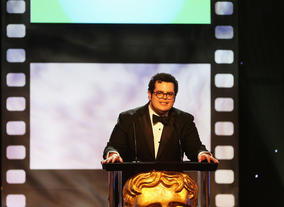 Josh Gad presented the Charlie Chaplin Britannia Award for Excellence in Comedy to Trey Parker and Matt Stone. 