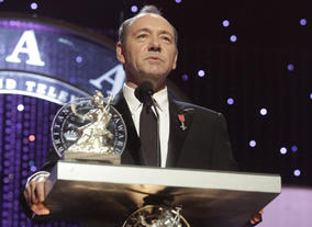 Actor Kevin Spacey on stage at the Britannia Awards ceremony