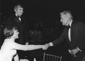 Sir David Lean greets Julie Andrews in 1973.