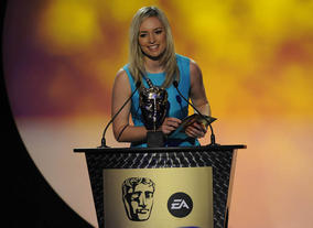 Norris, who became the youngest British woman to climb Mount Everest in May 2010, presents the BAFTA for Learning Primary. Pic: BAFTA/Steve Finn