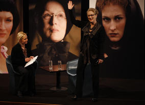 A packed audience of film fans and BAFTA members welcome Meryl to the stage in the Princess Anne Theatre at BAFTA Headquarters (BAFTA / Marc Hoberman).