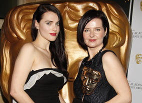 Helen Blakeman, winner of the Writer award for 'Dustbin Baby', with citation reader Katie McGrath.