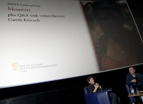 Gareth Edwards Q&A with Tom Betts; organiser of the Chapter MovieMaker screenings. Pic: Jon Pountney.