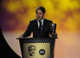 The actor accepts the BAFTA for his laugh-out-loud performance in the popular sketch show. Pic: BAFTA/Steve Finn