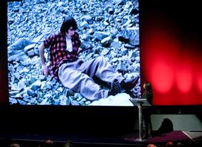 Life-long fan of Ray, Peter Jackson on stage (BAFTA/Brian J Ritchie).