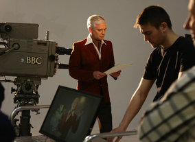 The presenter of This Morning and The Cube perfects his stern Director expression.