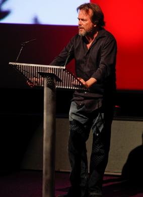 Randy Cook discussing Ray Harryhausen on stage (BAFTA/Brian J Ritchie).