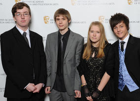 The Defying Gravity team, nominated for Skislands, with BYGD ambassador Tyger Drew-Honey.