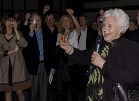 BAFTA Los Angeles Co-Founder Marion Rosenberg leads guests in a Birthday toast.