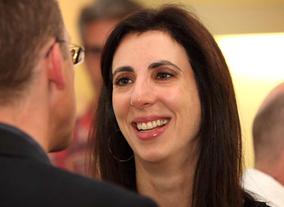 Aline Brosh Mckenna talks with Jeremy Brock at BAFTA after delivering her Screenwriters' lecture. (Photography: Jay Brooks)