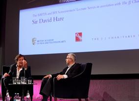 Nigel Floyd talks with Screenwriter Sir David Hare as apart of the BAFTA and BFI Screenwriters' Lecture. (Photography: Jay Brooks)