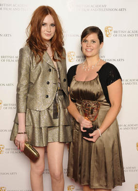 Jesse Versluys the director of Katie: My Beautiful Face, winner of the Break-throught Talent BAFTA with citation reader Karen Gillan (BAFTA/Steve Finn).