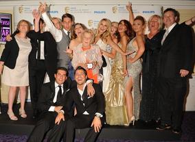 Cast and crew from The Only Way Is Essex, which won the YouTube Audience Award, the only award voted for by the public. (Pic: BAFTA/Richard Kendal)