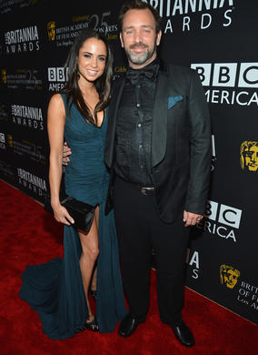 Trey Parker arrived with Boogie Tillmon to collect his Charlie Chaplin Britannia Award for Excellence in Comedy.