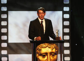 Will Wright with his Albert R. Broccoli Britannia Award for Worldwide Contribution to Entertainment.