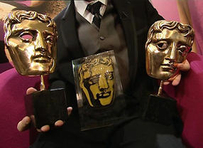 The British Academy Video Games Awards BAFTA masks and the GAME Award (BAFTA). 