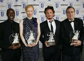 BAFTA/LA Britannia Awards winners in 2008 - Don Cheadle, Tilda Swinton, Sean Penn and Stephen Frears.