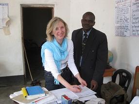 Gillian Rose with Headmaster in Malawi