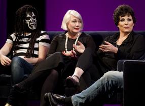 Christine transformed Noel into the Spirit of Jazz and Jennifer became an uncanny Joan Collins (Photography: Ed Miller)