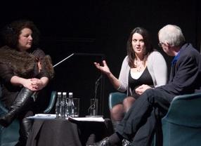 Farah Abushwesha and Gillies Mackinnon share feedback with a writer at the latest new writing forum.