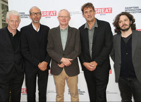BAFTA New York Chair Charles Tremayne, with Richard Curtis, Eric Fellner, Tim Bevan, and Edgar Wright at the 21st Annual Hamptons International Film Festival on October 12, 2013 in East Hampton, New York. (Photo by Monica Schipper/Getty Images for The Hamptons International Film Festival)