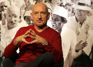 Ben Kingsley on stage  at Reunions: Gandhi, 25 years on.