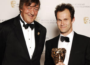 Stephen Fry presented the coveted Writer BAFTA to Peter Moffat for Criminal Justice (BAFTA / Richard Kendal).