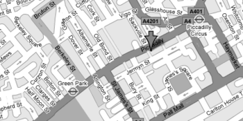 Map showing 195 Piccadilly location. Contact Us: map