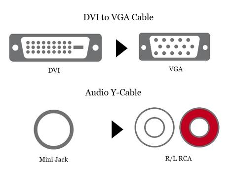 DVI to VGA Cable + Audio Y-Cable