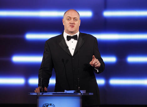 Dara returns to host the GAME British Academy Video Games Awards for the third year in a row. After a brief warm up, the ceremony begins: first up is the Action category. (Pic: BAFTA/Brian Ritchie)