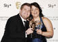 James Corden with his BAFTA for Comedy Performance and Ruth Jones with the Sky+ Audience Award for Gavin & Stacey